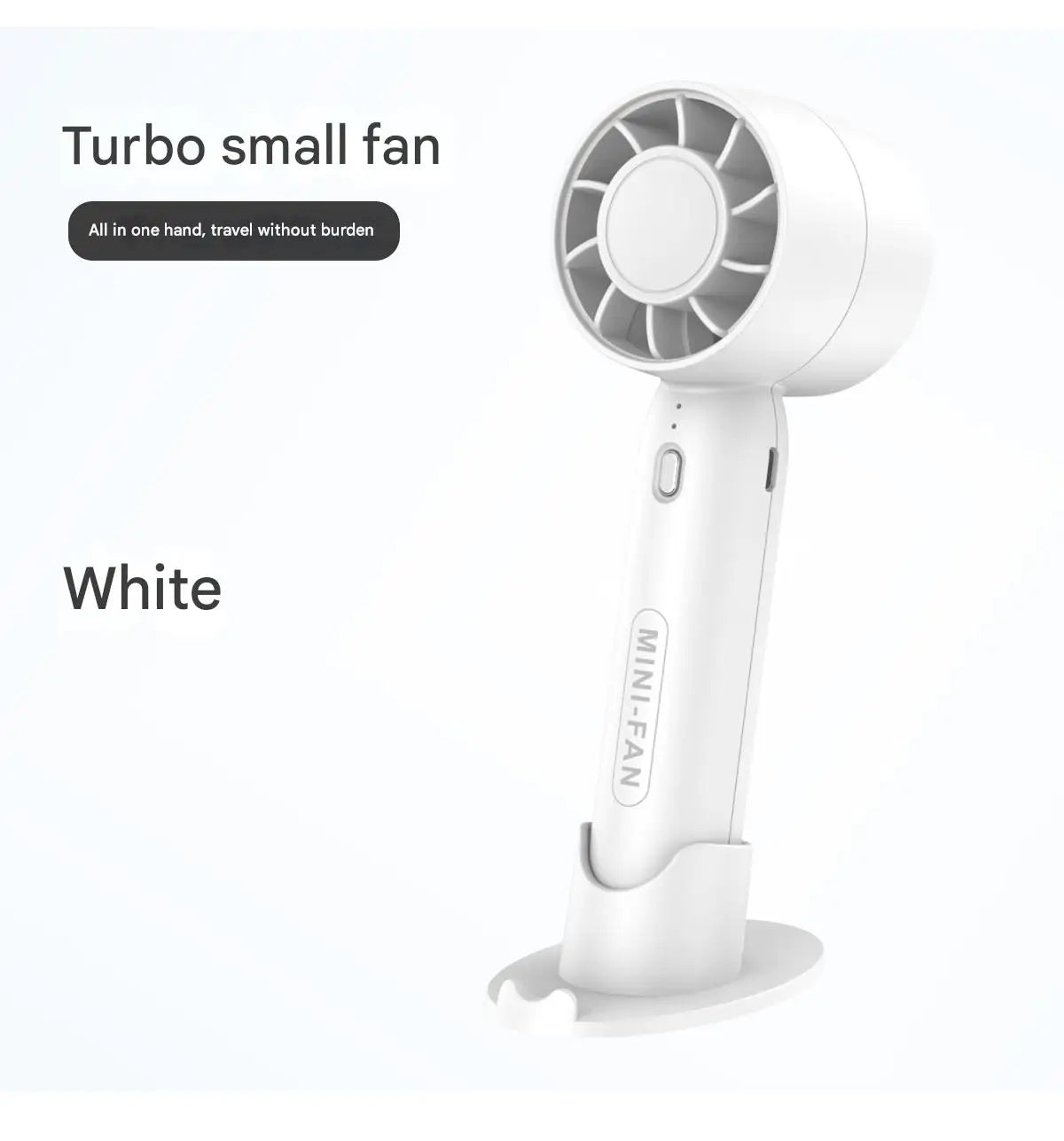Turbo Handheld Small Fan USB Charging Mini Outdoor Portable Lightweight Desktop Stand with Long-Lasting Battery Life