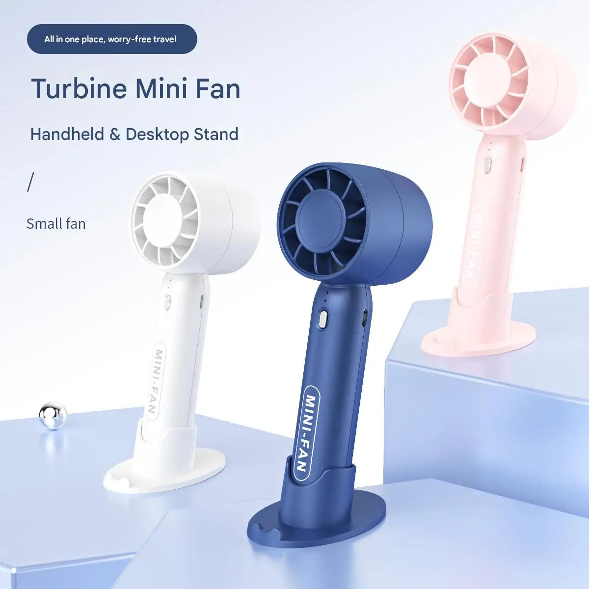 Turbo Handheld Small Fan USB Charging Mini Outdoor Portable Lightweight Desktop Stand with Long-Lasting Battery Life