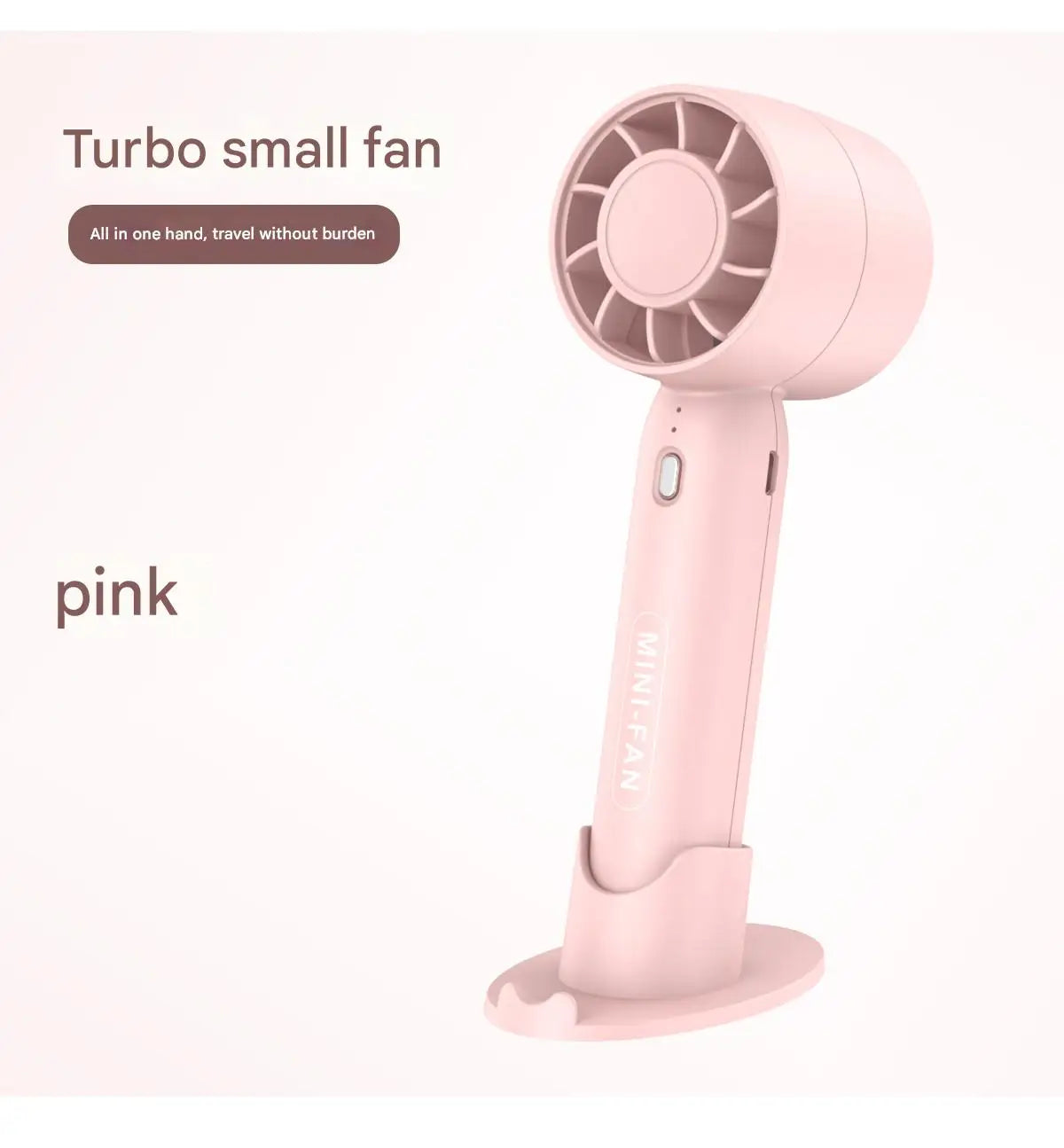 Turbo Handheld Small Fan USB Charging Mini Outdoor Portable Lightweight Desktop Stand with Long-Lasting Battery Life