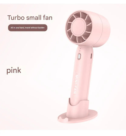 Turbo Handheld Small Fan USB Charging Mini Outdoor Portable Lightweight Desktop Stand with Long-Lasting Battery Life