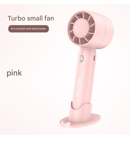 Turbo Handheld Small Fan USB Charging Mini Outdoor Portable Lightweight Desktop Stand with Long-Lasting Battery Life