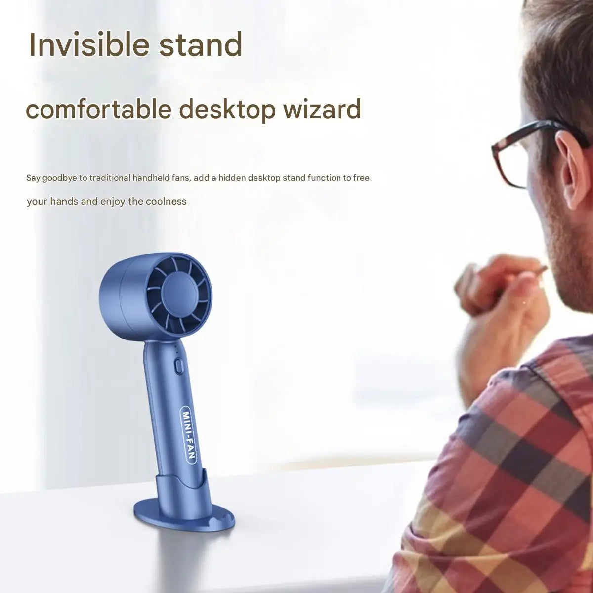 Turbo Handheld Small Fan USB Charging Mini Outdoor Portable Lightweight Desktop Stand with Long-Lasting Battery Life