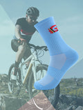 Chaussettes compression vélo & running mixte, coloris bleu ciel