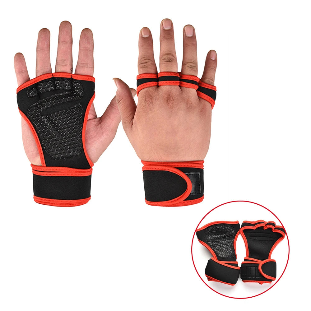Gants fitness musculation, coloris rouge