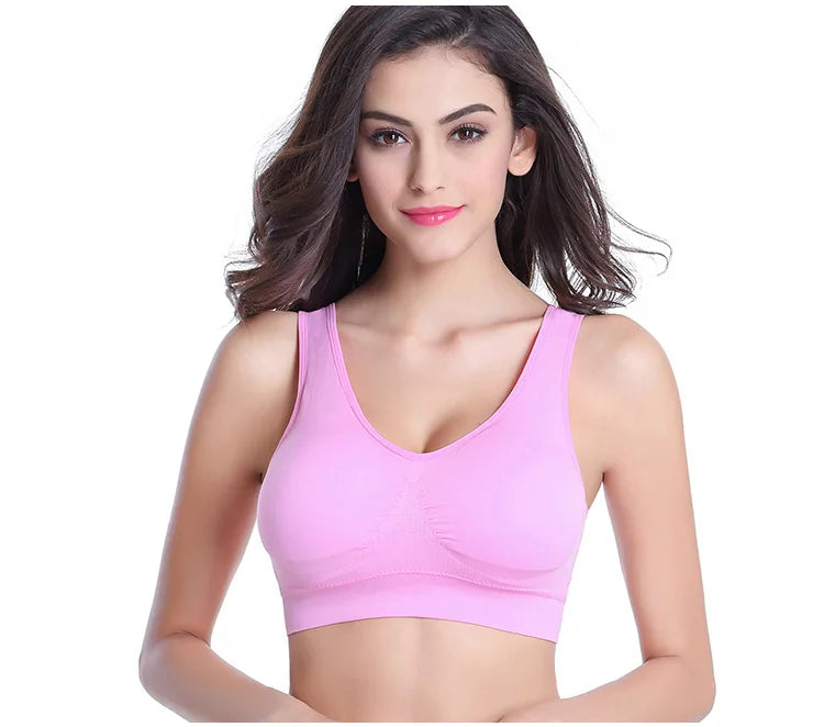 Brassière sport femme rembourrée, coloris rose