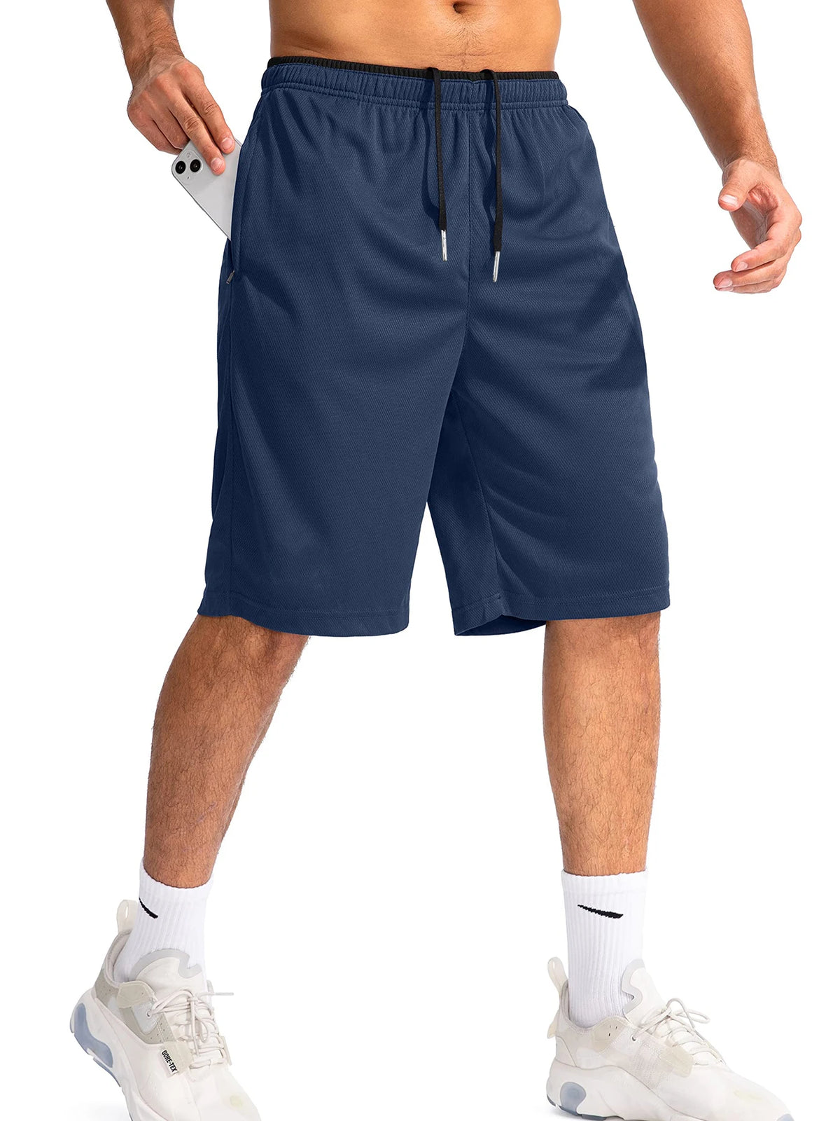 Short de sport homme bleu marine, tissu séchage rapide
