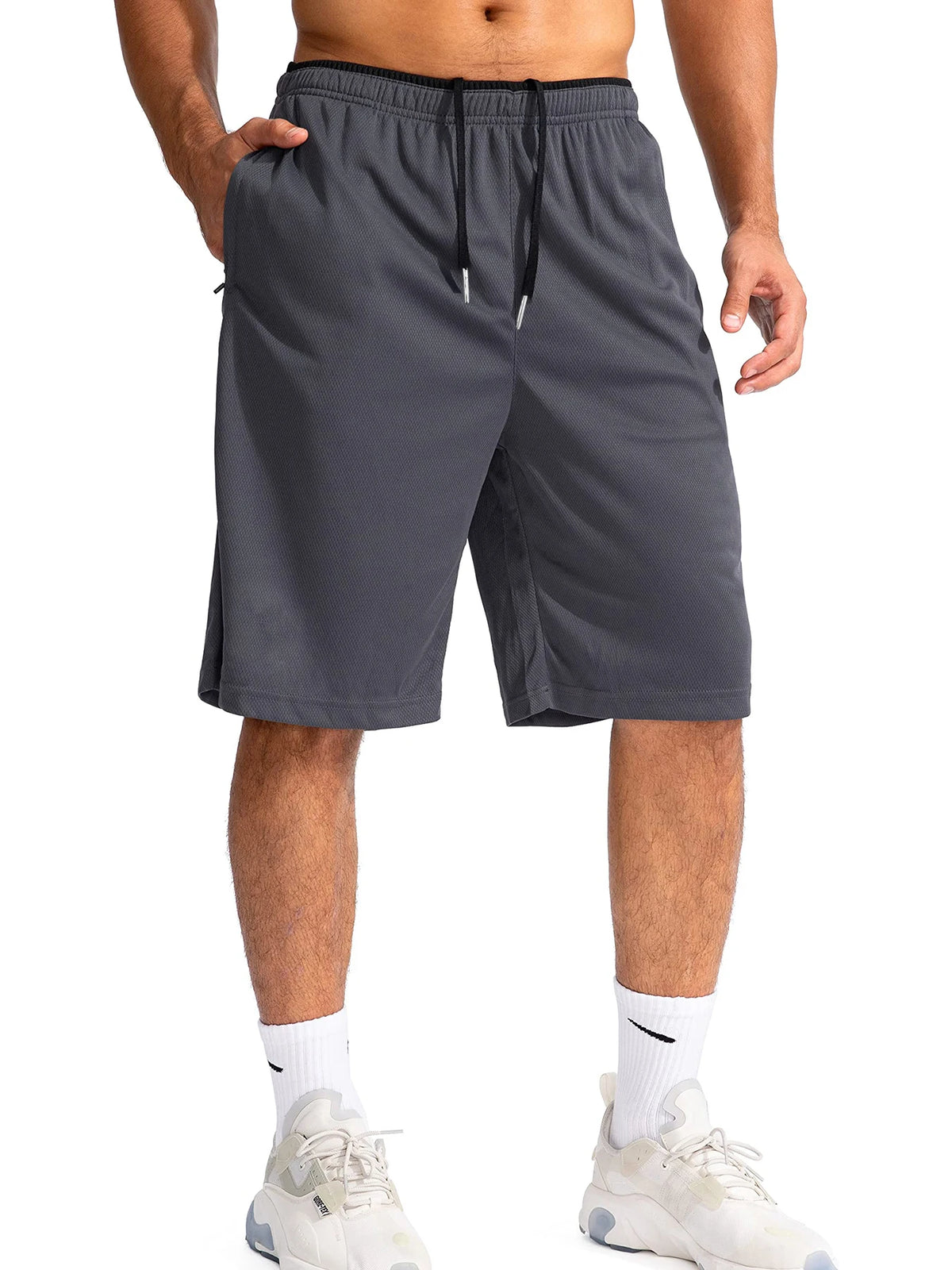 Short de sport homme gris anthracite avec poches latérales