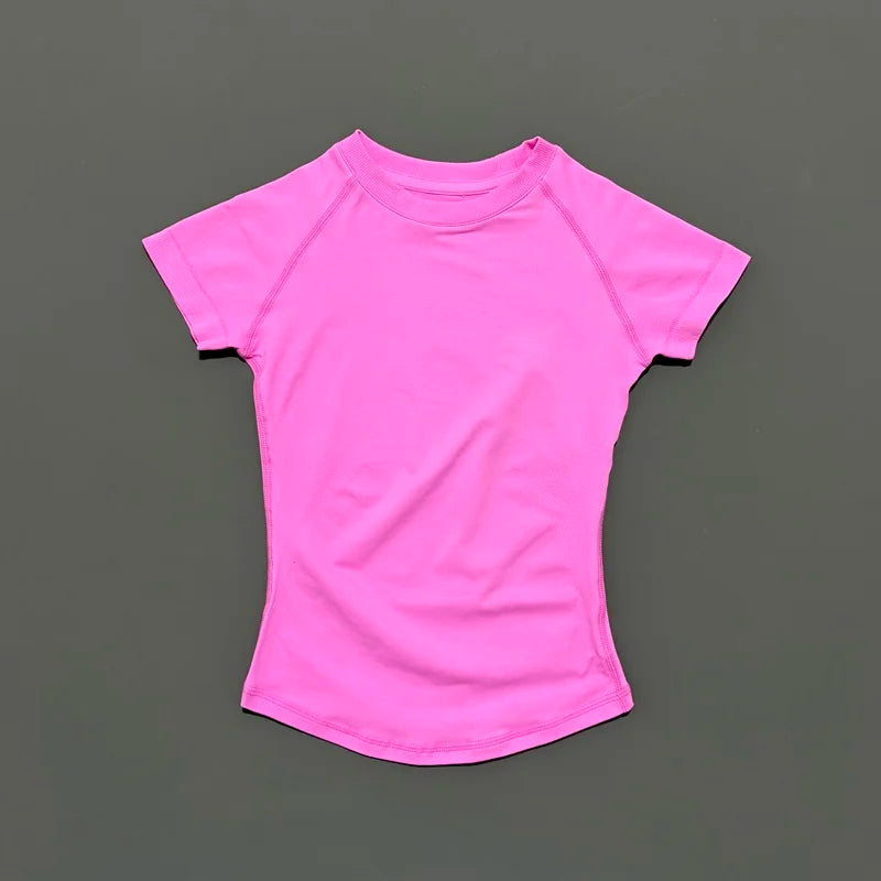 T-shirt sport femme manches courtes, coloris rose fleur