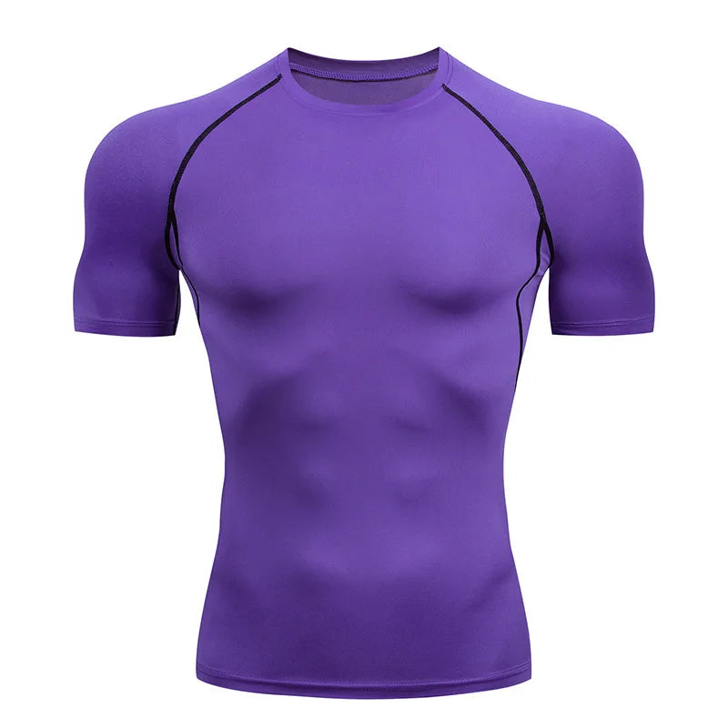 T-shirt compression homme, coloris violet