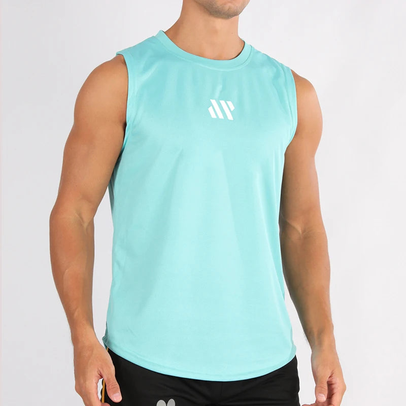 Débardeur musculation homme mesh, coloris bleu lac