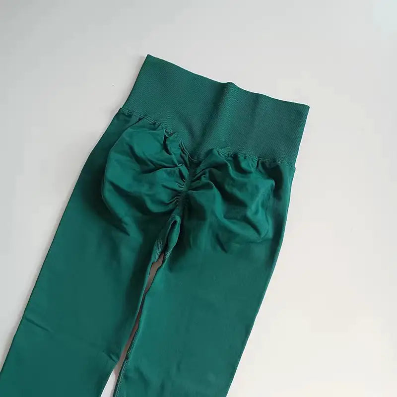 Legging yoga taille haute sans coutures, coloris vert foncé