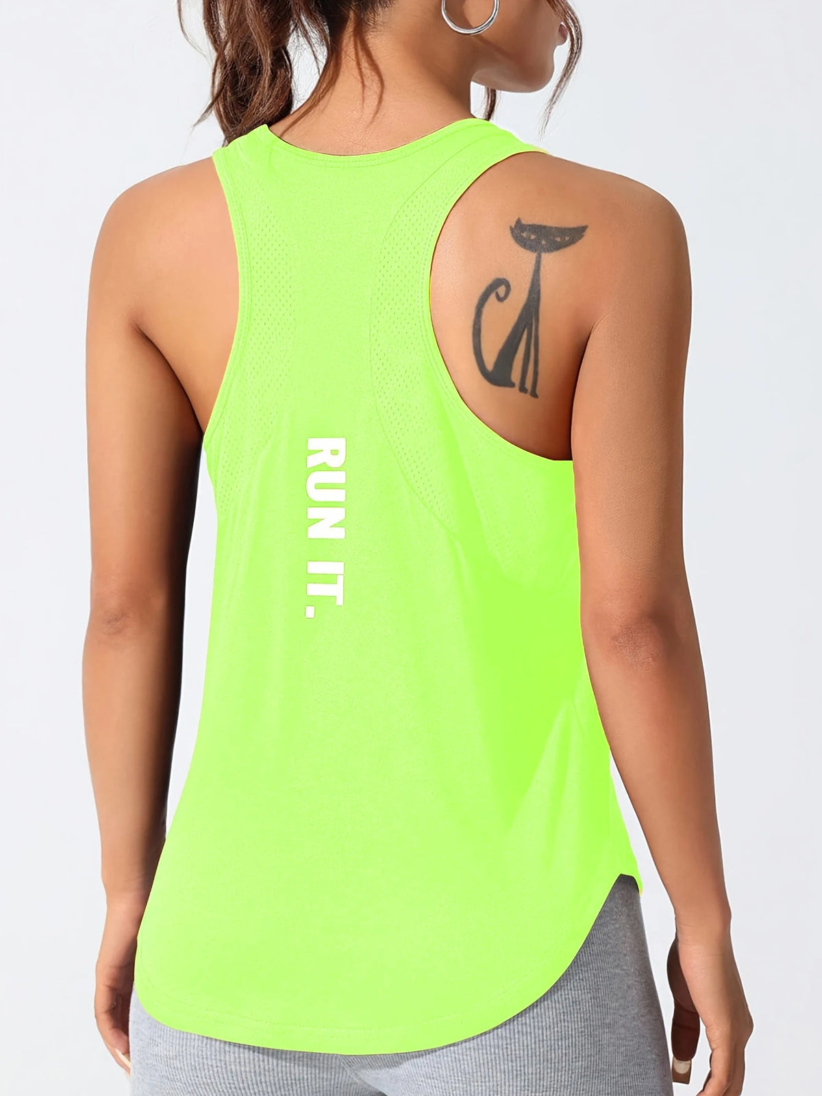 Débardeur sport femme imprimé lettre, coloris vert