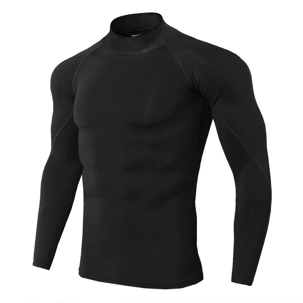 T-shirt compression manches longues homme, coloris noir 1
