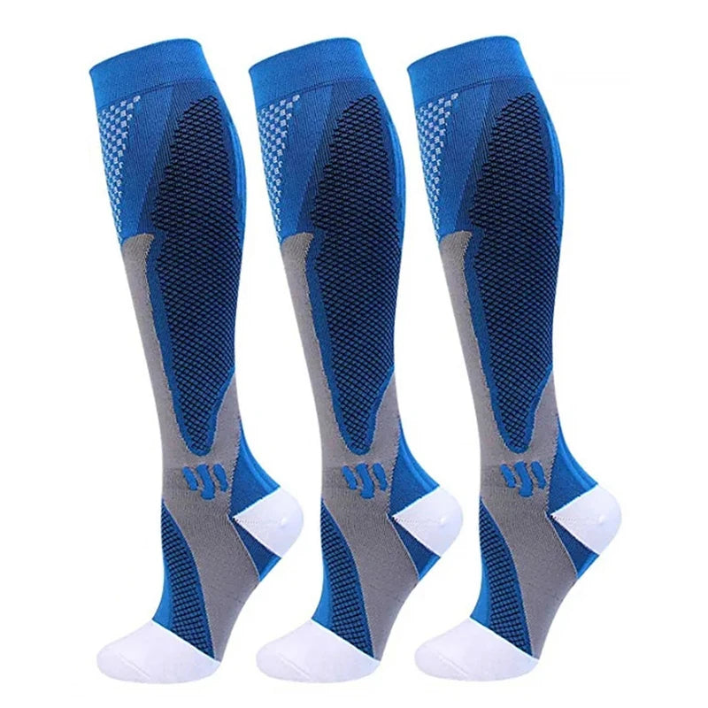 Chaussettes de compression 20-30 mmHg, coloris bleu – 3 paires
