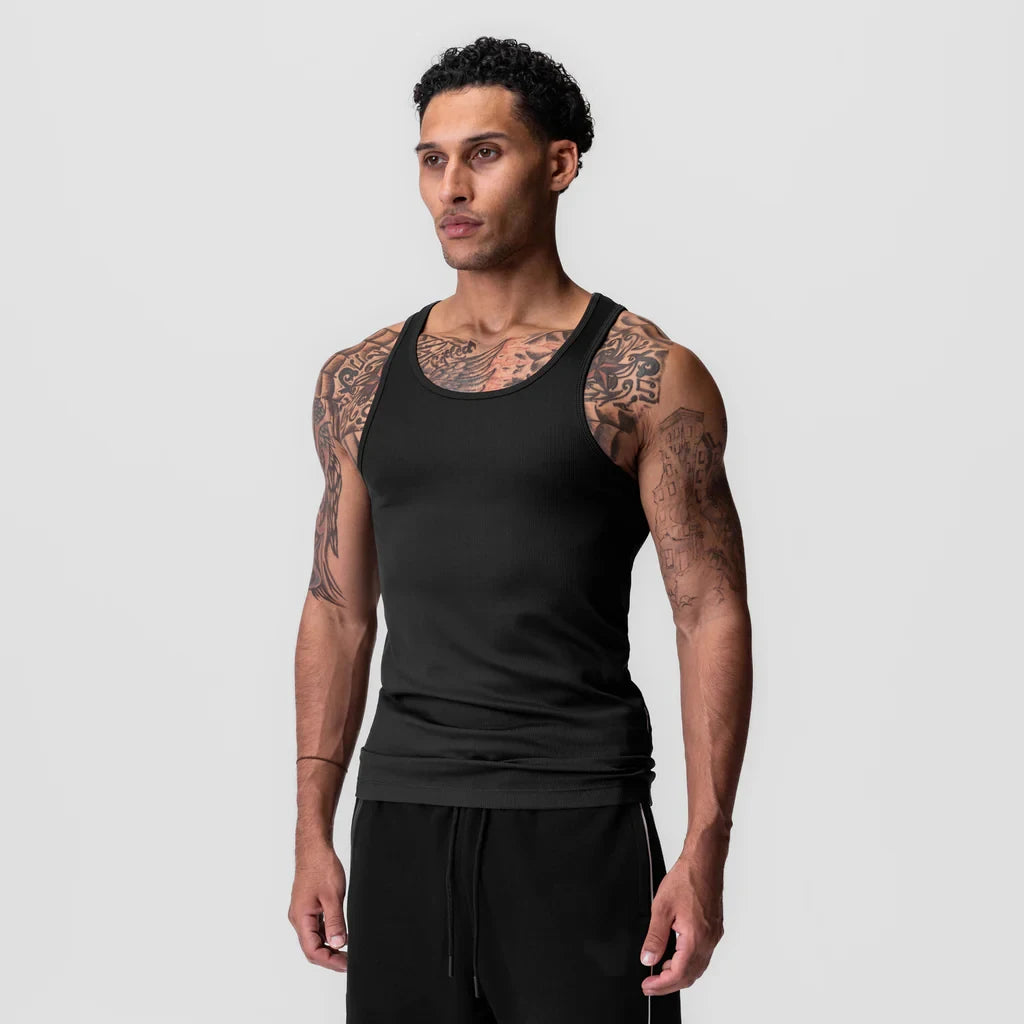Débardeur musculation homme fil torsadé, coloris noir