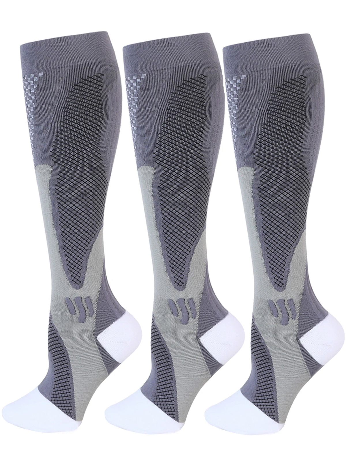 Chaussettes de compression 20-30 mmHg, coloris gris – 3 paires