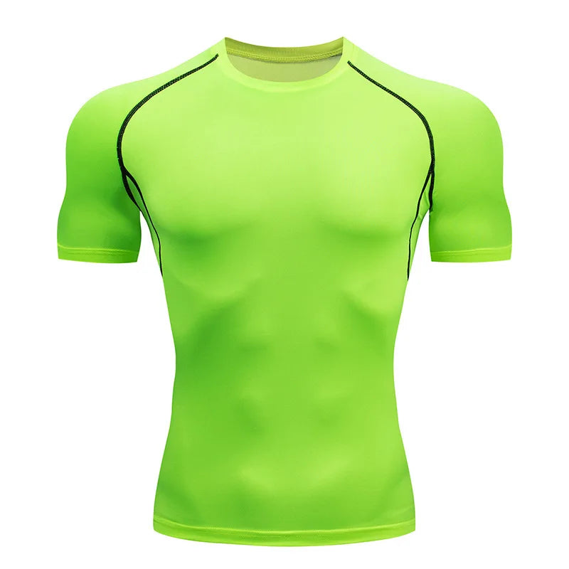 T-shirt compression running homme, coloris vert