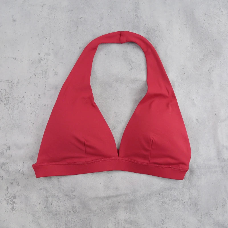 Brassière sport femme sensation seconde peau, coloris rouge foncé