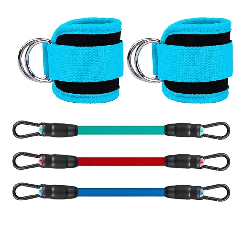Kit sangles cheville & bandes élastiques mixte, coloris bleu – 5 pièces