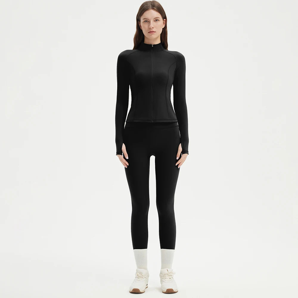 Ensemble Sport Femme Veste Zippée Manches Longues & Legging Taille Haute — Yoga & Running