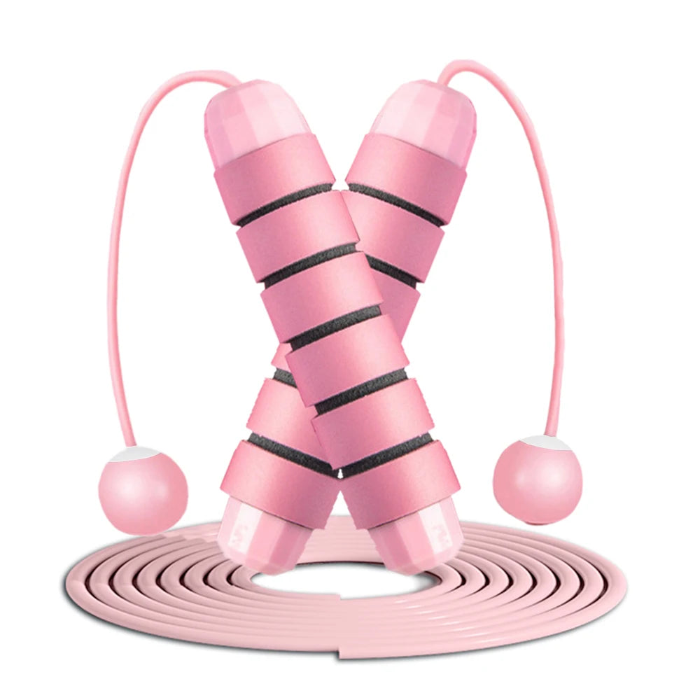 Corde à sauter réglable à roulements, coloris rose – 2 usages
