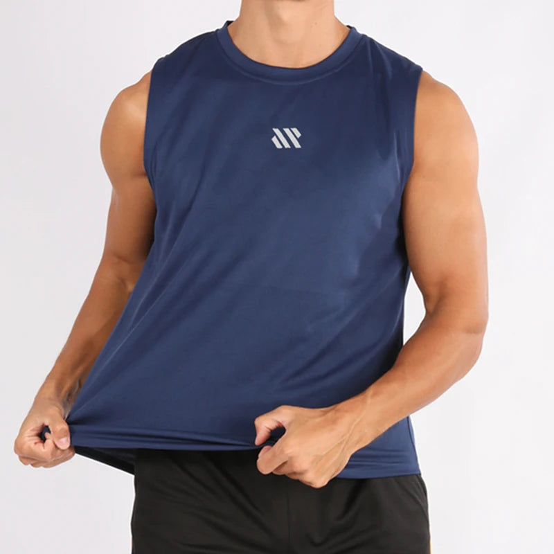 Débardeur musculation homme mesh, coloris bleu marine