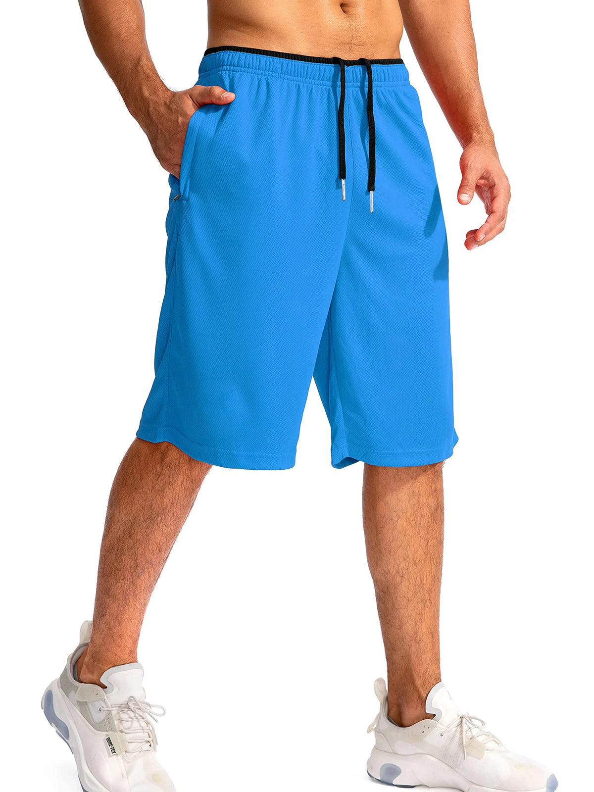 Short de sport homme bleu roi, taille élastique à cordon