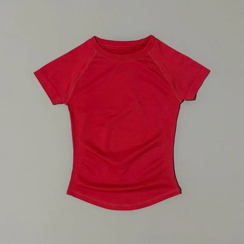 T-shirt sport femme manches courtes, coloris rouge bordeaux