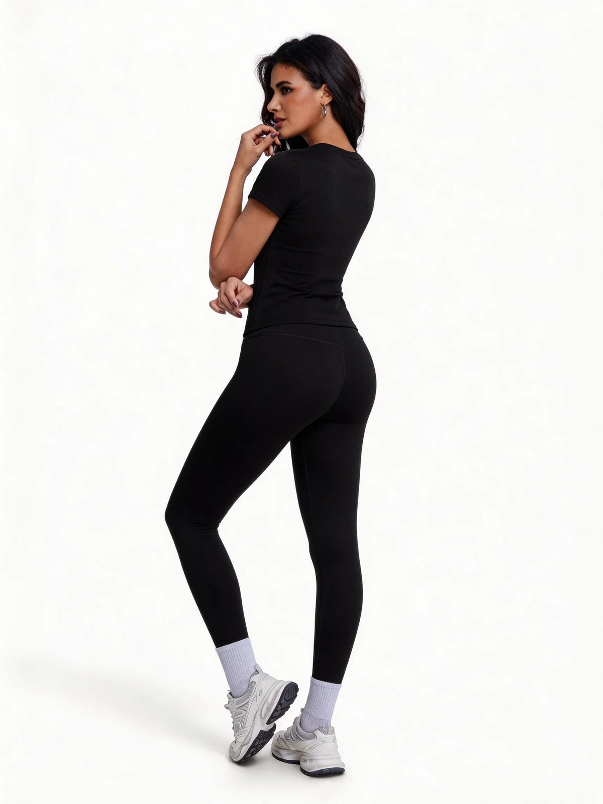 Ensemble Femme T-Shirt & Legging Taille Haute Sans Coutures — 10 Coloris, Yoga & Gym
