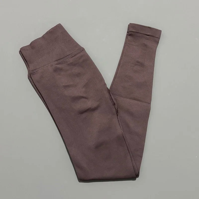 Legging sport femme sans coutures, coloris marron chocolat