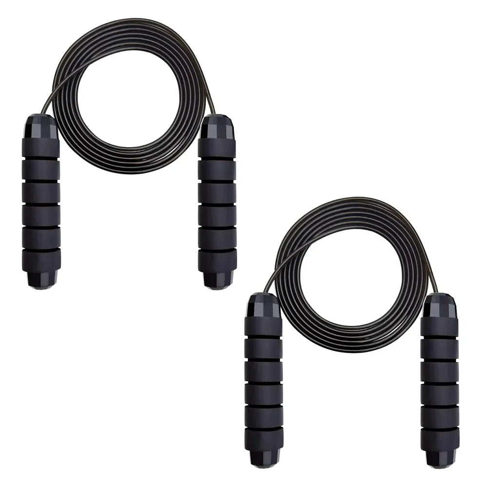 Corde à sauter réglable à roulements, coloris noir & noir