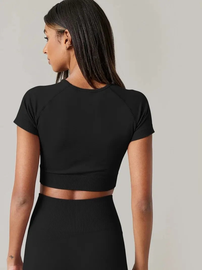 Top sport femme yoga manches courtes — vue 2