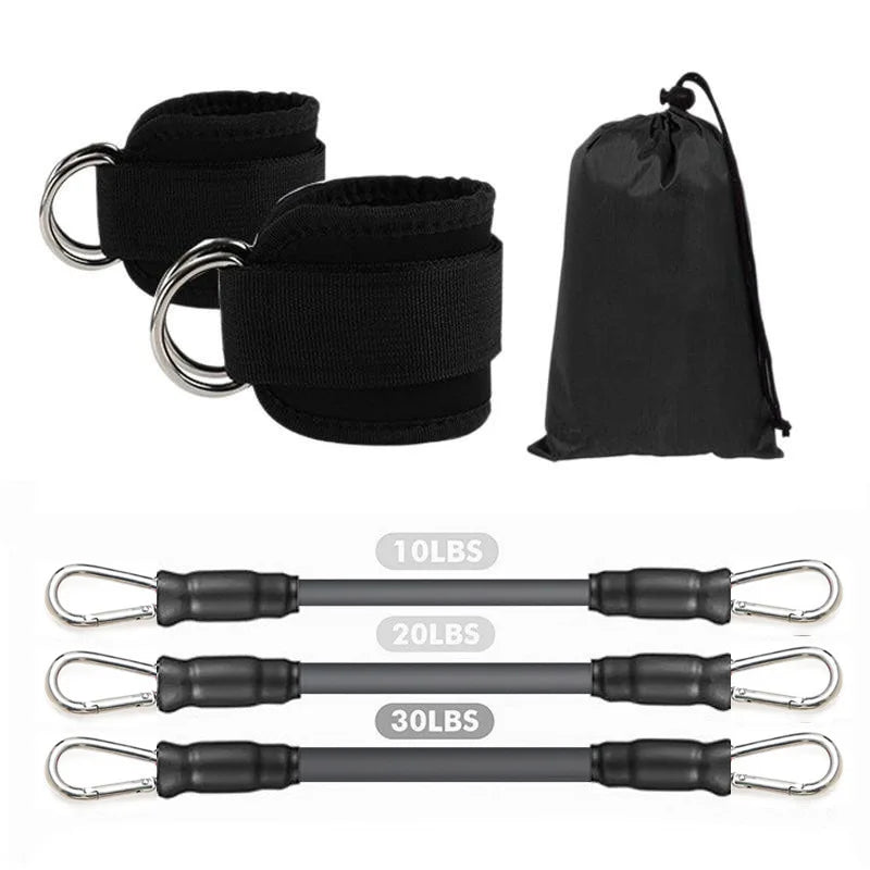 Kit sangles cheville & bandes élastiques mixte — 6 pièces noires