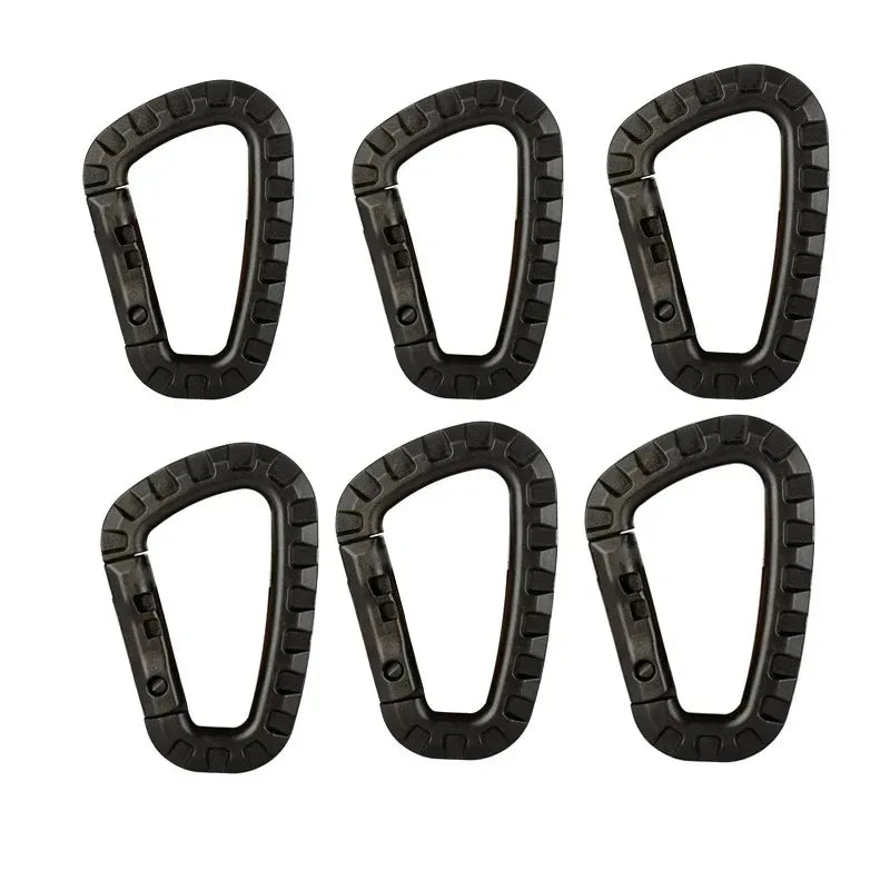 Mousquetons tactiques plastique, coloris noir – 6 pièces