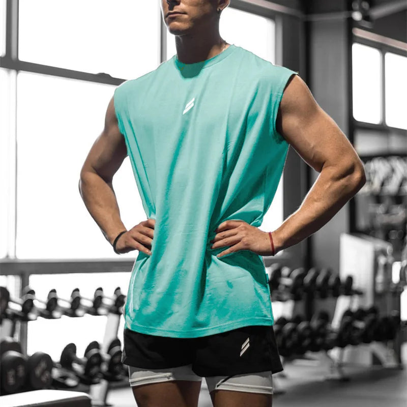 Débardeur sport homme sans manches, coloris bleu lac