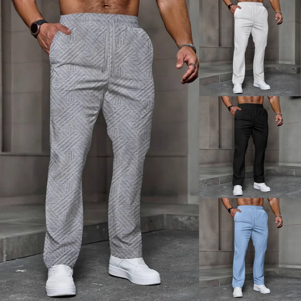 Pantalon Sport Homme Jacquard Taille Élastique — 5 Coloris, Coupe Ample, Toutes Saisons