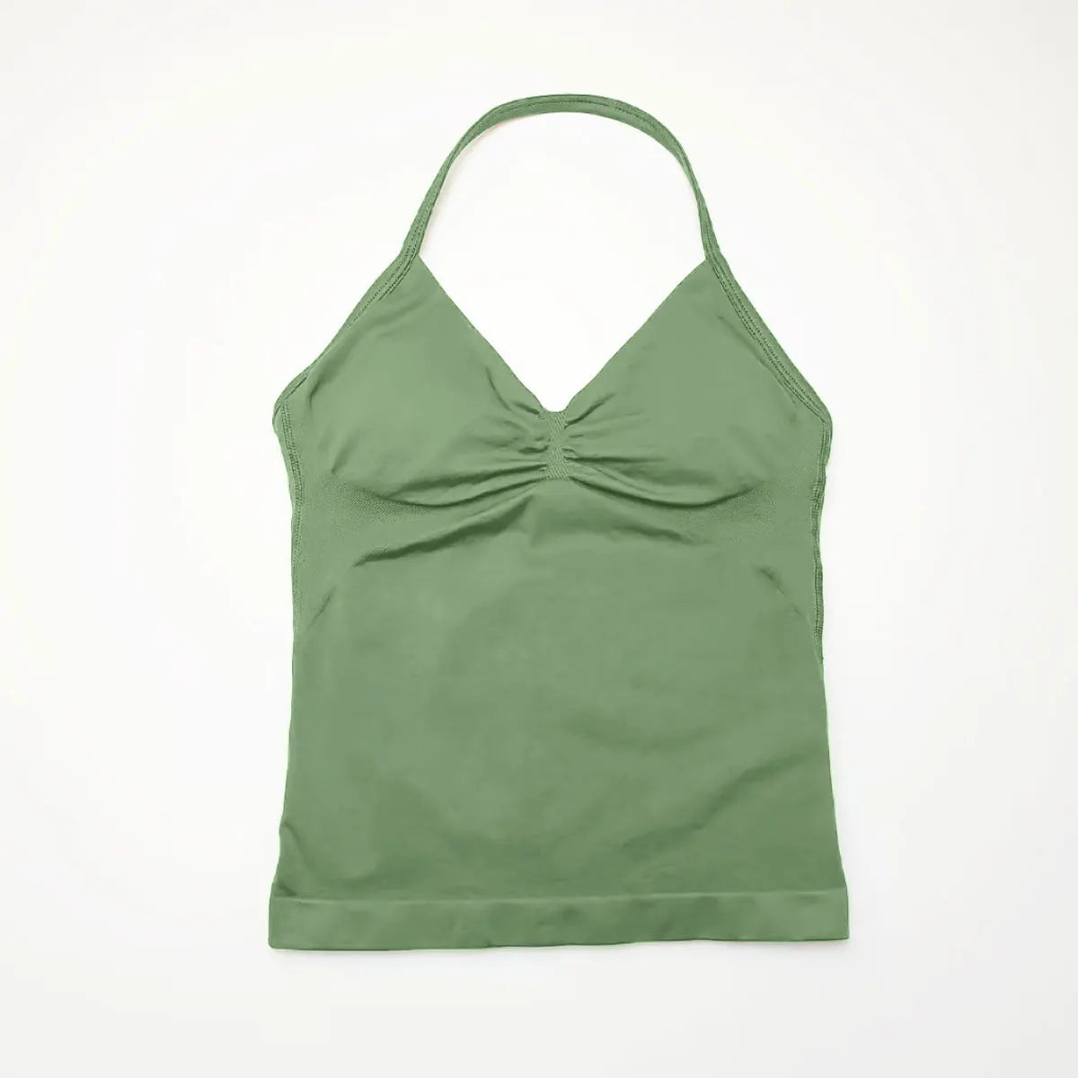 Top halter femme sans coutures rembourré, coloris vert pistache