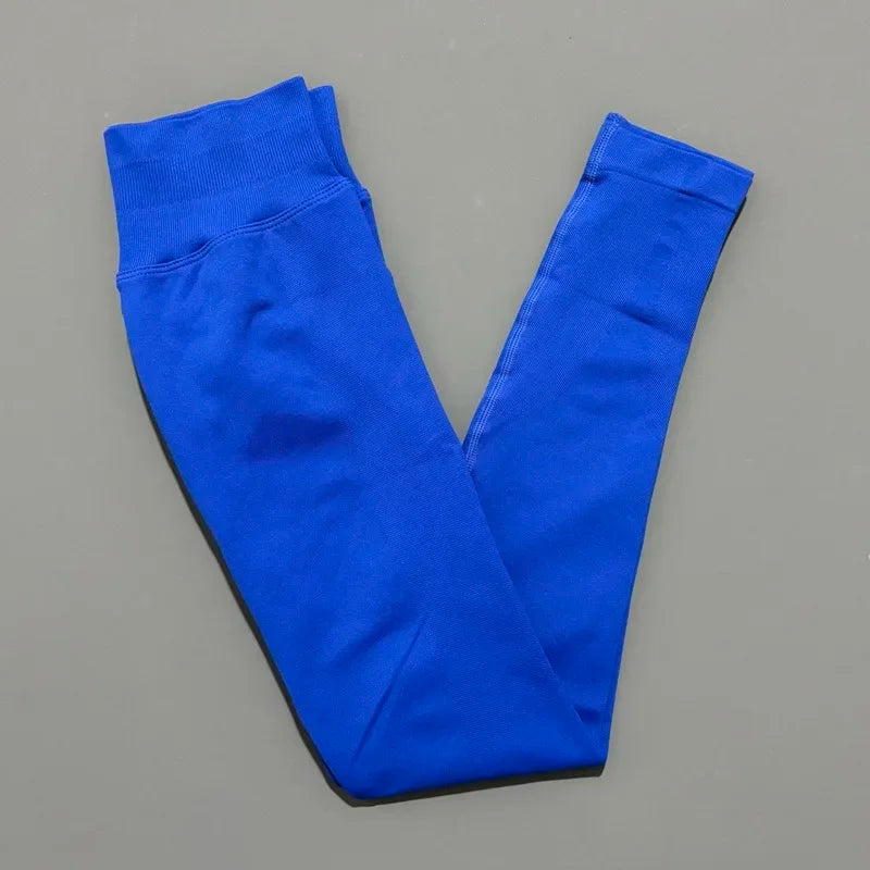 Legging sport femme sans coutures, coloris bleu océan foncé