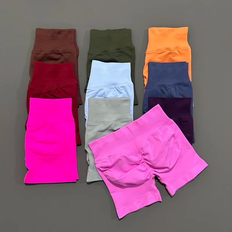 Short Biker Femme Scrunch Butt Sans Coutures — 44 Coloris, Yoga, Gym & Fitness Taille Basse