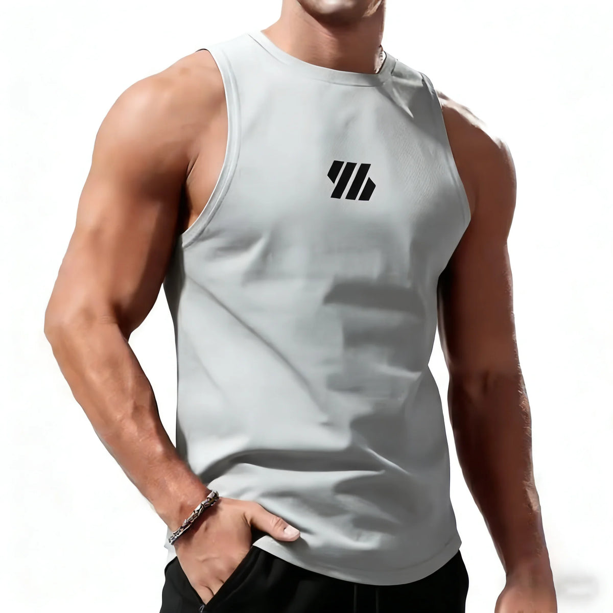 Débardeur sport homme – gym, running & fitness séchage rapide été, coloris gris