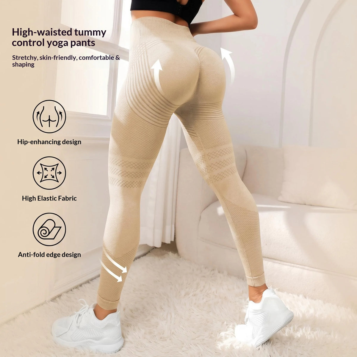 Legging Femme Maille 3D Texturée Taille Haute — 14 Coloris, Butt Lift, Gainant & Yoga Gym
