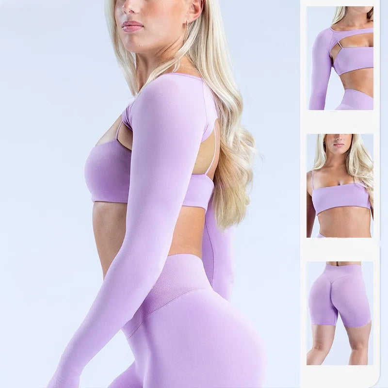 Ensemble Yoga Femme Manches Longues & Legging — 35 Coloris, Séchage Rapide, Gym & Running