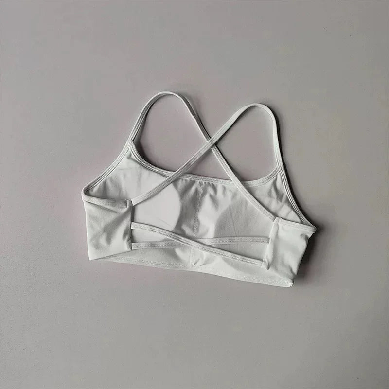 Brassière sport dos croisé anti-choc, coloris blanc
