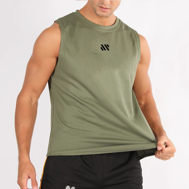 Débardeur musculation homme mesh, coloris vert armée