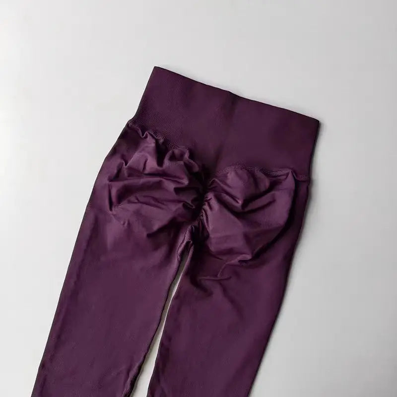 Legging yoga taille haute sans coutures, coloris violet