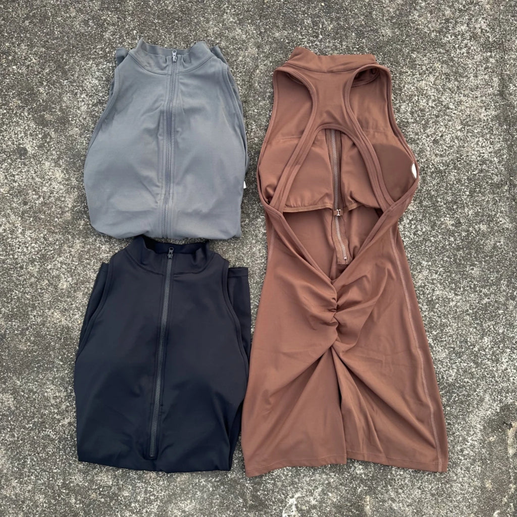 Ensemble Yoga Femme Top Zippé & Short Scrunch — 3 Coloris, Gym & Fitness