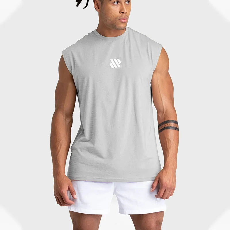 Débardeur sport homme sans manches, coloris gris clair