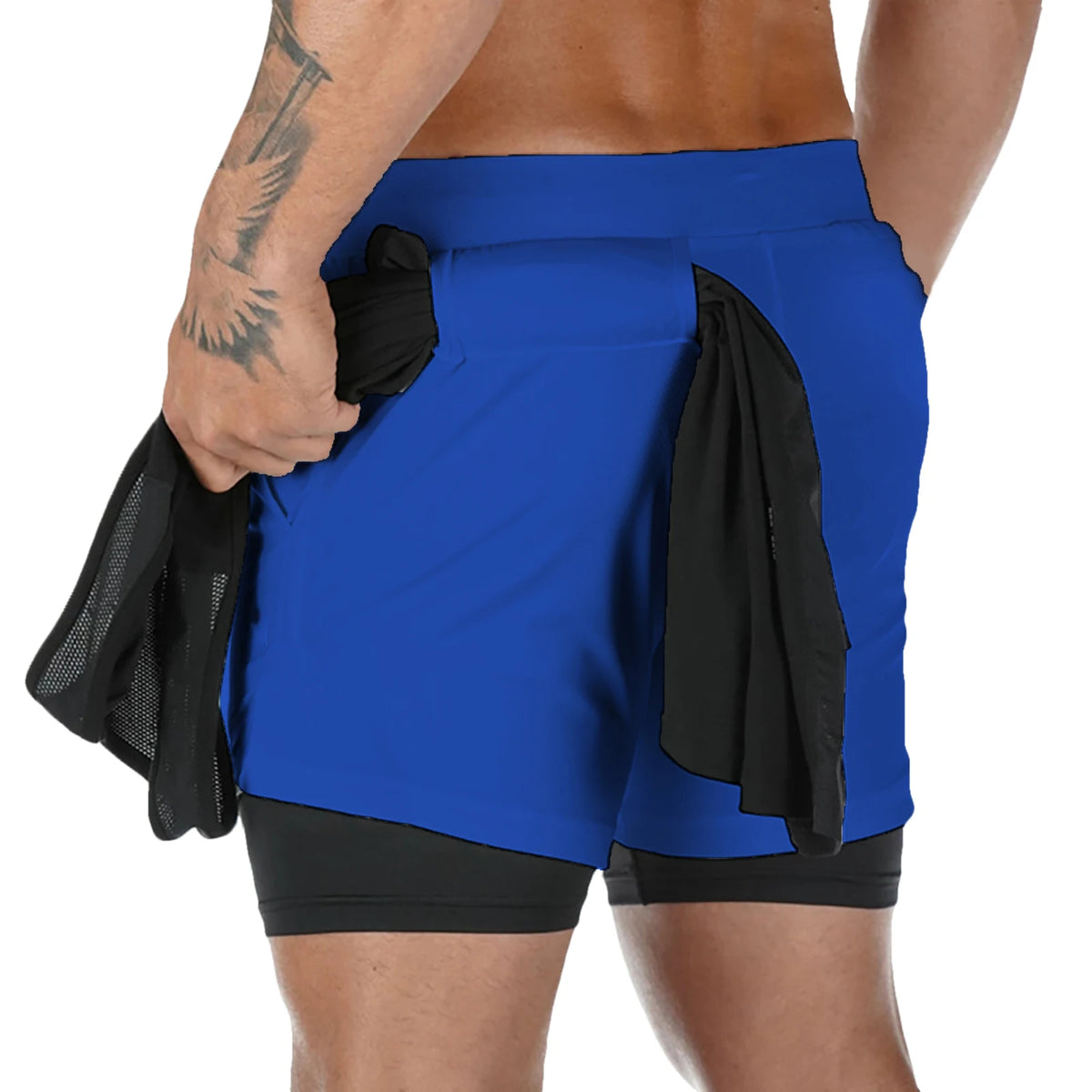 Short running 2-en-1 homme, coloris bleu