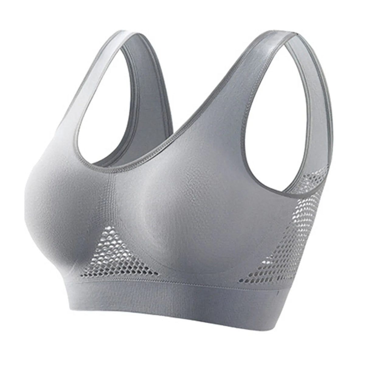 Brassière yoga dos nu — anti-choc, maintien fort & running, coloris gris