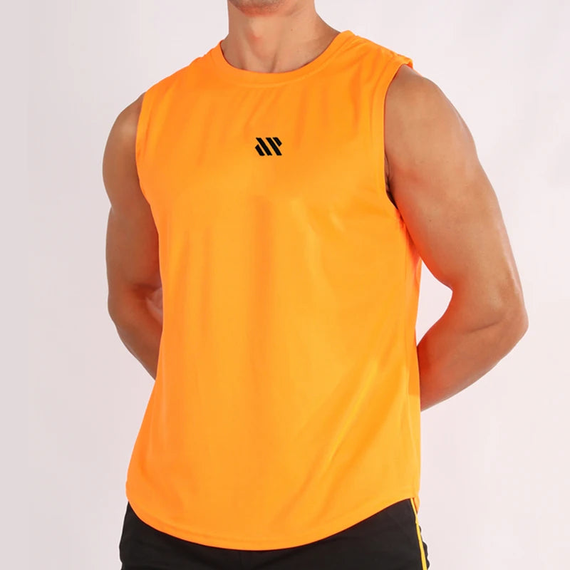 Débardeur musculation homme mesh, coloris orange